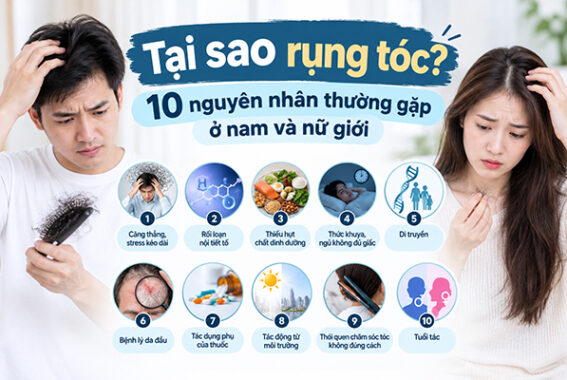 Tại sao rụng tóc? 10 nguyên nhân thường gặp ở nam và nữ giới